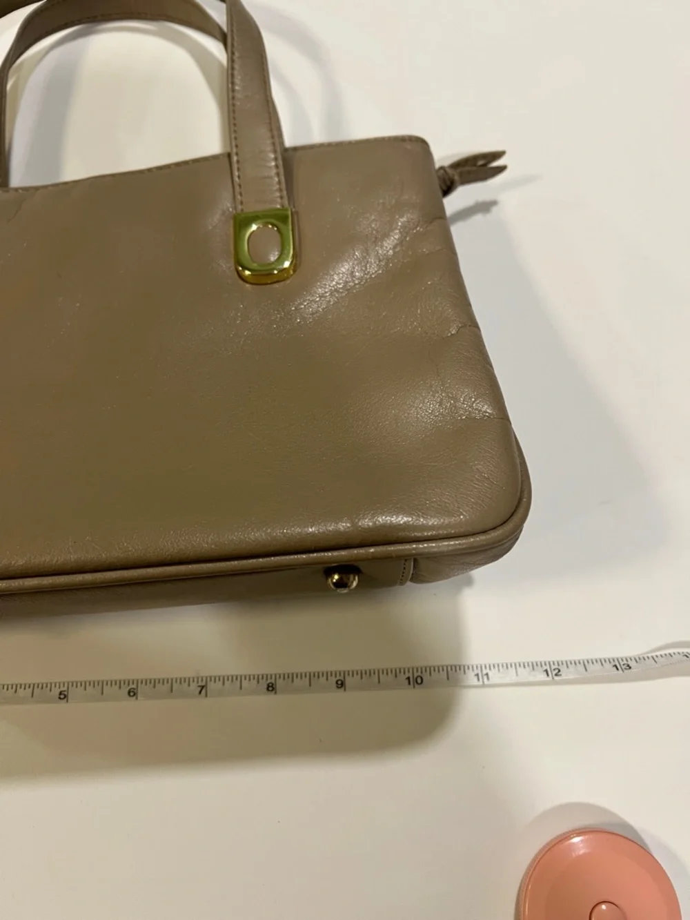 Ganson‎ - 80s/90s Top-Handle Tote Bag in Taupe Beige
